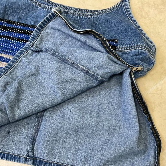 Y2K 90’s American Eagle Denim Crop Top size M Biker, Hippie, side zip - Picture 9 of 9